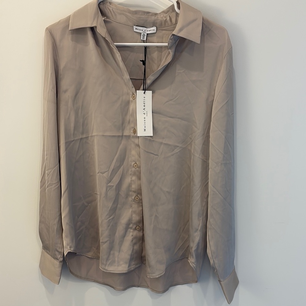 Maison d’Amelie Beige Button-Up Blouse